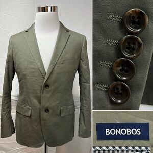 Bonobos Men’s 38S Olive Chino Cotton Slim Fit Unconstructed Blazer Jacket
